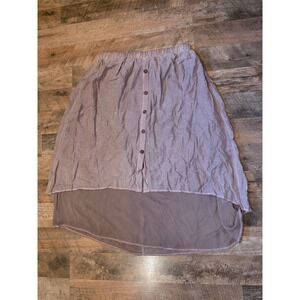 Pretty Angel Womens Boho High Low Button Front Midi Skirt Purple Medium NWT